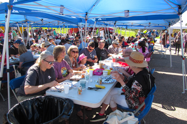 Neighbors Gathering at Pancake Breakfast